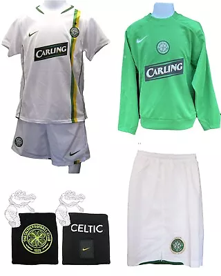 New Vintage NIKE CELTIC Football Club Boys Football Kits Shorts Wristbands Sweat • $19.13