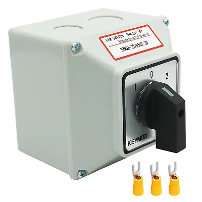32A Rotary Changeover Switch With Exterior Box3 Position 3 Phase 12 TerminalsU • $28.27