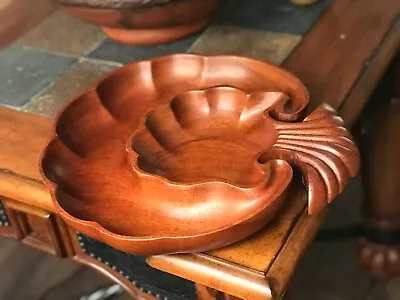 Vintage Caribbean Hand Craft Mahogany Divided Serving Tray Home Decoration 13  D • $39.99