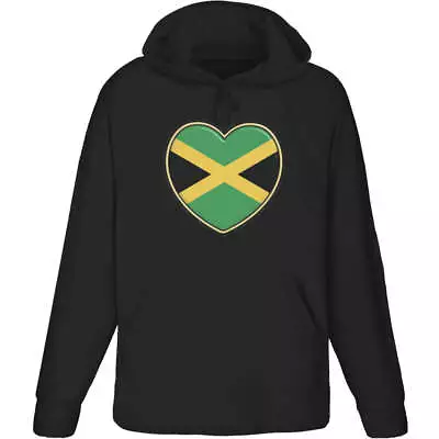 'Jamaica Flag Heart' Adult Hoodie / Hooded Sweater (HO039140) • £24.99