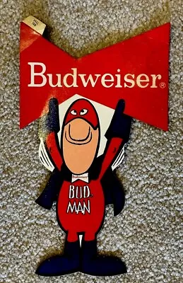 Rare Vtg BUD MAN Budweiser Bowtie Sticker Decal Cape 1970's NEW NOS - AUTHENTIC • $10