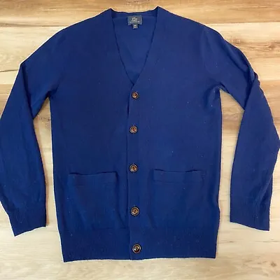 J Crew Cardigan Sweater Womens XS Carriage Italian 100% Cashmere Yarn Blue • $26.95