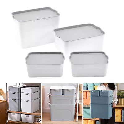 Plastic Storage Boxes With Lids Stackable Underbed Containers Home Office Basket • £14.94