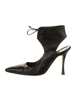 Manolo Blahnik Shoes Heels Size 38 Black String Tie • $159