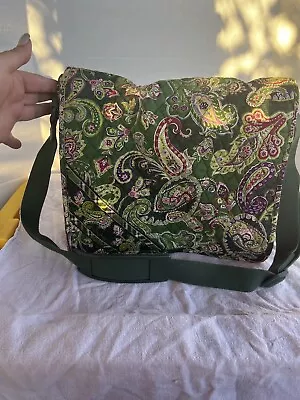 Vera Bradley Chelsea Green Paisley Messenger Bag Crossbody School Laptop Work • $23.67