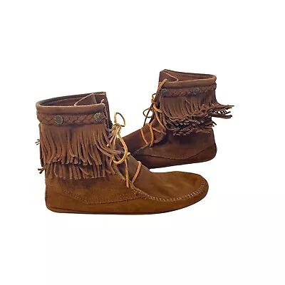 Minnetonka Women's Double Fringe Tramper Boot Sz 8 • $24