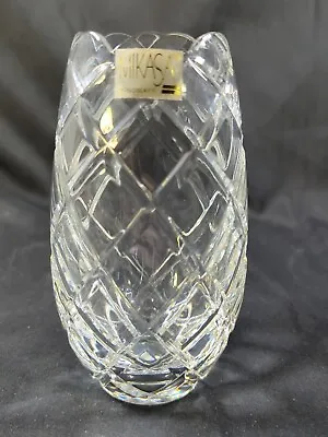 Mikasa Vintage Lead Crystal Clear Egg Shaped Vase 5.5  Tall Made In Yukoslavia • $15