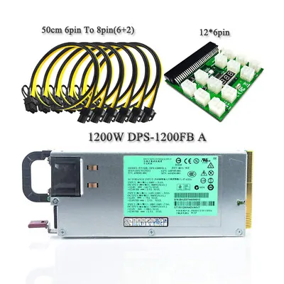 PSU Power Supply + Breakout Board + 12pcs 6pin-to-8pin Cables DPS-1200FB A 1200W • $108.26