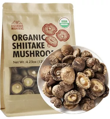 Vigorous Mountains USDA Organic Shiitake Mushrooms Dried 4.3oz / 120g EX 01/2023 • $15.99