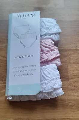 Baby Girls 3 Pack Of Frilly Pants/knickers Over Nappy Covers Size 9-12 Mths New  • £6.99