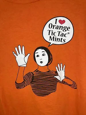 Y2K Delta Tic Tac Shake It Up Mime Speak Orange Candy Snack Promo Shirt 2000 XL • $24.99