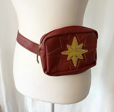 Captain Marvel Faux Red Leather Waist Fanny Pack Bag Adjustable Strap Super Hero • £12.30