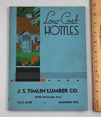 Vintage Mid Century House Plans Low Cost Homes FHA JS Timlin Lumber Co. Madison • $39.99