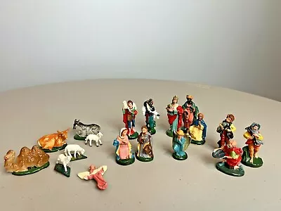 Miniature Nativity Set Celluloid Plastic 18 Piece Vintage Incomplete • $12.74