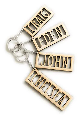 Personalised Wooden Keyring Any Name Engraved Keychain • £2.79