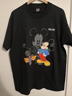 Vintage Mickey Mouse Biker Single Stitch Shirt Size X-Large • $55