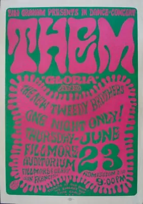 THEM VAN MORRISON BG12-1 FILLMORE Concert Poster 1966 BILL GRAHAM WES WILSON  • $2000