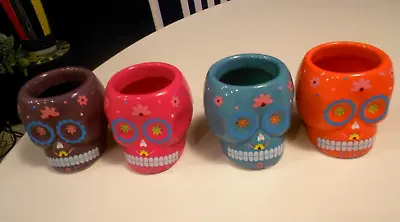 Day Of The Dead (4) Succulent Skull Cactus Planters 2 3/4  X 3  X 3 1/4  • $10.49