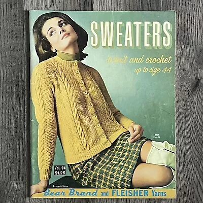 1966 Sweaters To Knit And Crochet Vintage Booklet Vol.94 Fleisher Yarns • $12.12