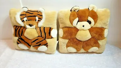 Vintage Twie Teddy Bear And Tiger Square Throw Pillows 12 In X 12 In  • $31.99