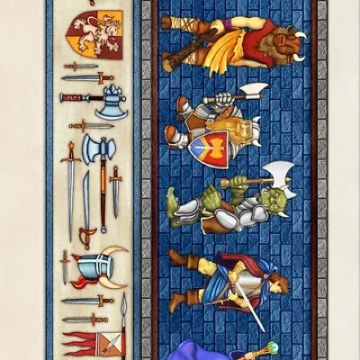Dragon Quest Fabric 100% Quilters Cotton Medieval Swords Wizard Dragon Jouster • $6.50