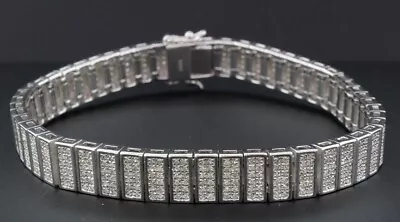 Pave Round Cut Simulated Diamond Tennis Bracelet Men's 925 Sterling Silver 7.25  • $187.01