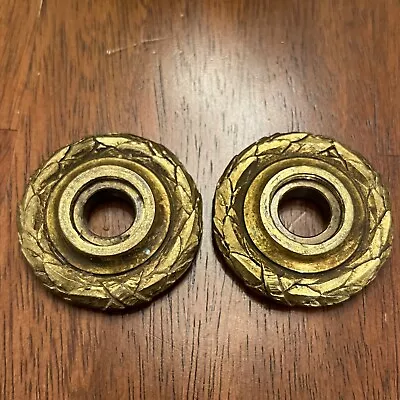 Vintage Antique Door Knob Rosettes Back Plates Escutcheons - Circular - Brass • $16