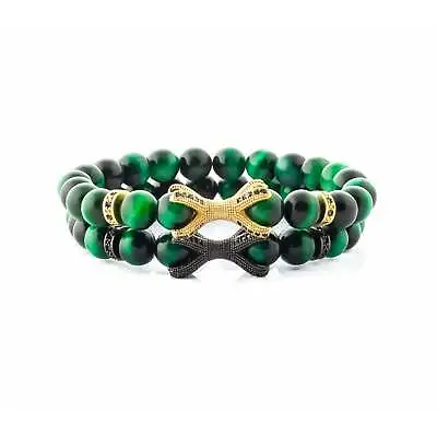 $28.05 • Buy Crysttal Dragon Claw Natural Green Tigers Eye Beads Bracelet Bangle Wristband