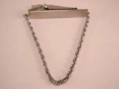 2-5/16  To 3-3/4  Prince Of Wales Chain Silver Tone Pendant Vintage Tie Bar Clip • $28.49