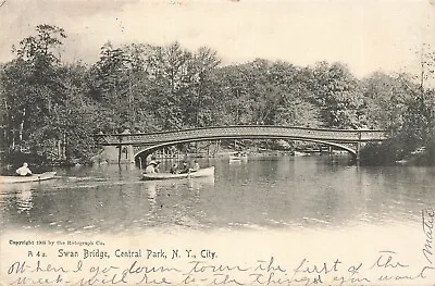 New York City Ny~central Park-swan Bridge~1900 Rotograph Photo Postcard • $6.99