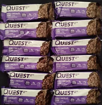 12 Quest Protein Bars 20g Double Chocolate Chunk BB 2025+ Low Suger Carbs  • $23.95