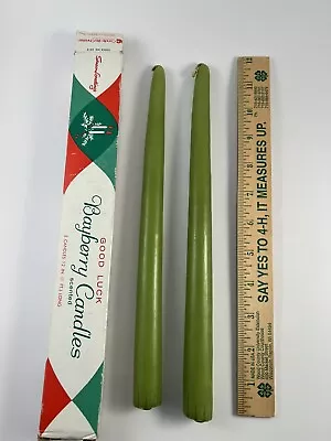 Vintage Candle-Lite Candles - BAYBERRY Christmas GREEN Candles Pair 12  Inch NEW • $9.40