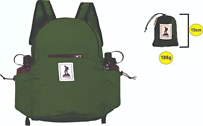 Backpack Olive Green Very Compact Parachute Material Hiking Camping Sports Bag • $35.95