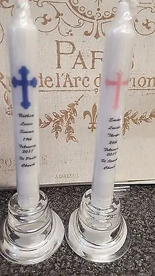 Christening / Baptism Personalised Tapered Candle  Favour Gift 7  Naming Candle • £7.75