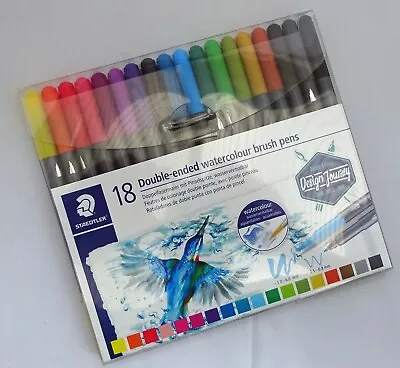 £12.80 • Buy Staedtler Double Ended Watercolour Brush Pens - 18 Assorted Colours Fibre Tip