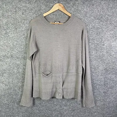 Crea Concept Jumper Womens Size 44 UK 16 Grey Pullover Long Sleeve Button Detail • £27.99