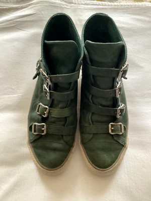£14.99 • Buy Ash Trainers Soft Nappa Leather Teal Hi Top Buckle Strap Ladies Size UK 4 EU 37
