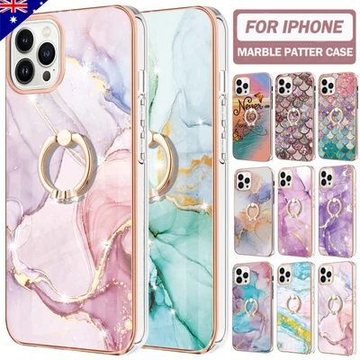 $10.99 • Buy For IPhone 14 13 12 11 Pro Max SE2 8 7 Plus XR Case Marble Shockproof Ring Cove