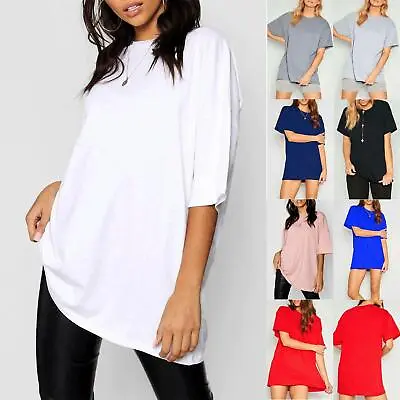 £3.99 • Buy Womens Oversized Baggy Plain Cap Sleeve Basic Ladies Stretchy Casual T Shirt Top