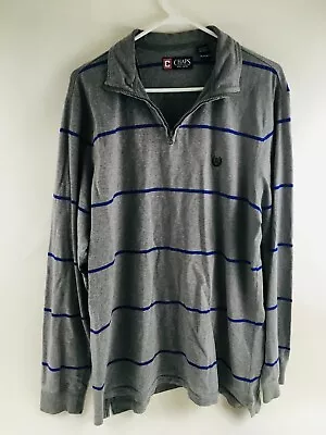 Chaps Polo Shirt Men's Size XL Long Sleeve Striped Logo Pullover Cotton 1/4 Zip • $11.25