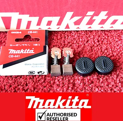 Genuine Makita Carbon Brushes CB441 + Caps For Twin 18v Circular Saw DHS710 • £9.86