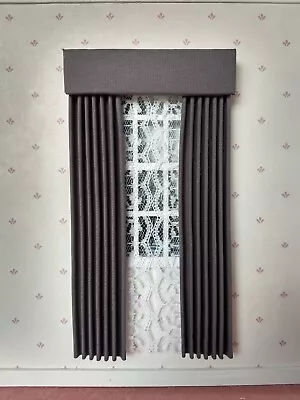 Graphite Dollhouse Curtains 1:12 Scale • $12.49