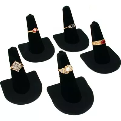 5 Pack Black Velvet Finger Ring Showercase Display Stand Jewelry Holder • $22.21