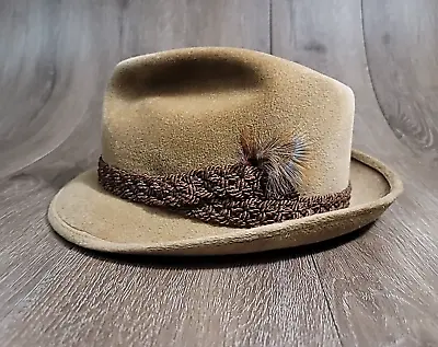 Vintage  Stetson The Sovereign Fedora Felt Hat Brown Size 7 1/4 58 • $55