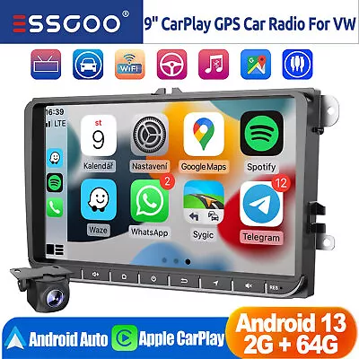 9  Car Radio For VW Volkswagen Jetta Passat Golf Polo Carplay Stereo GPS 2G+64G • $128.59