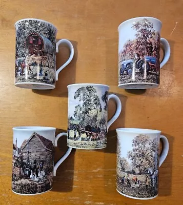 Set Of 5 Danbury Mint Days On The Farm By Michael Herring Mugs Cups Half Pint • £12