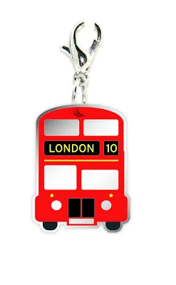 British Red London Bus Icon Clip On Charm Gift Bracelet Necklace • £4.99