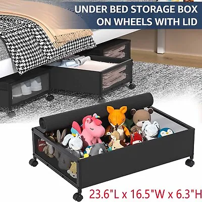 Under Bed Storage With Wheels Metal Underbed Box Drawer Containers Organizer UK • £17.99