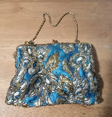 Vintage Walbaeg Clutch Handbag Purse ~ Hand Beaded ~ Hong Kong • $19.95