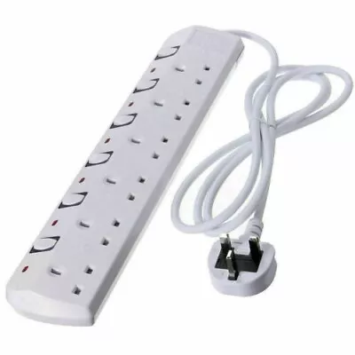 £9.04 • Buy Individually Switched Mains Extension Lead 4 Or 6 Gang Way 2m 13a Amps Extension